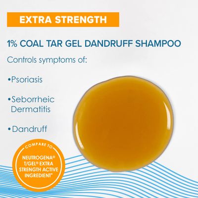 TrueReal Coal Tar Therapeutic Plus Tar Gel Anti-Dandruff Shampoo Extra Strength 1% Coal Tar, 6 Fluid Ounce 2 Pack