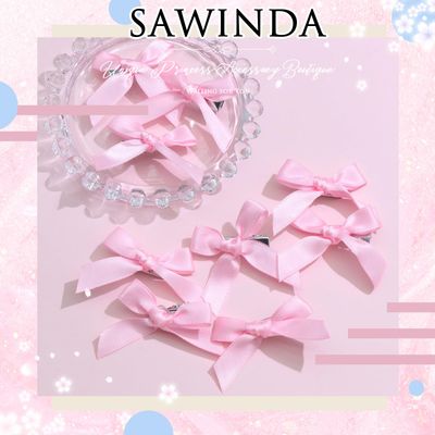SAWINDA 20PCS Pink Mini Bowknot Ribbon Barrettes - Cute Claw Clips for Teens, Women &amp; Girls' Hair Accessories