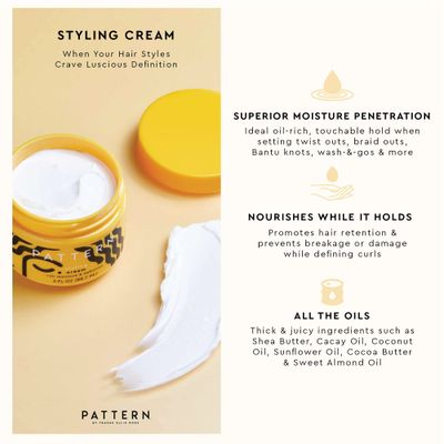 PATTERN Beauty by Tracee Ellis Ross Styling Cream - Hold &amp; Definition for Curly Hair 3b-4c, 15 fl oz