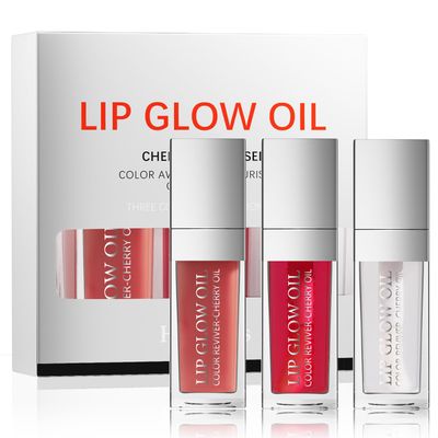 Loobexery 3 Color Plumping Lip Oil, 3-IN-1 Hydrating Lip Gloss Tinted Lip Balm Transparent Toot Lip Oil, Big Brush Head Glitter Shine Long Lasting Moisturizing Lip Glow Oil Nourishing Non-sticky (C#)