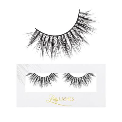 Lilly Lashes Goddess in Lite Mink Lashes | Natural Looking Lashes | Wispy Lashes Mink | Fluffy Lashes | Strip Lashes | Bold Full Body False Eyelashes | Round Shape 15mm length Reusable Up to 15 Wears