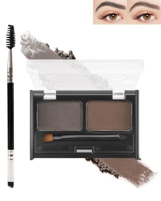 Eyebrow Powder Makeup Kit - Black  Dark Brown, 2 Color Eye Brow Powder Palette Waterproof Long-Lasting Brow Filler, Lightweight, Easy Blend, Natural Full Look with Brush, maquillaje para cejas-04