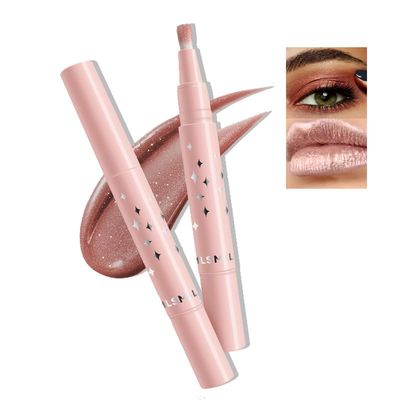 Easilydays Liquid Eyeshadow, Sparkling Eye Shadow, Bronze Golden Eyeshadow, Eyeliner, Eyelid, Waterproof Quick-Drying, Crease Resistant, Liquid Highlight Diamond Shimmer Makeup for Eyes Looks, 06