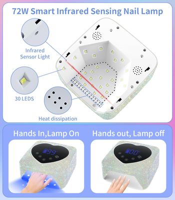 UV Light for Nails, HUGMAPLE Cordless UV Nail Lamp for Gel Nails 72W, Rechargeable Diamond LED Nail Dryer with 5 Timer Setting,Touch Control &amp; Auto Sensor, Fast Nail Light Curing Lamp for Salon &amp; Home