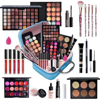 KARUIZI All in One Makeup Kit,Makeup Kit for Women, Teens and Girls, All-in-One Set with Eyeshadow Palettes, Lipsticks, Brushes, Storage Bag,Makeup gift set girls makeup sets ages 8-12 (Blue)