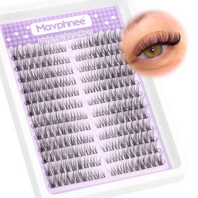 Lash Clusters Natural DIY Lash Extensions C Curl Cluster Eyelash Extensions Cat Eye LeftRight Cluster Lashes 216 Pcs Wispy Eyelash Clusters for Beginners