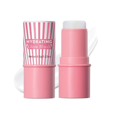 Cream Blush Stick, Natural Glow Finish Looking, Hydrating Lightweight Shiny Blush Cream, Long Wearing Blendable Blush for Cheeks &amp; Lips (#2 Cream, 1 PC)