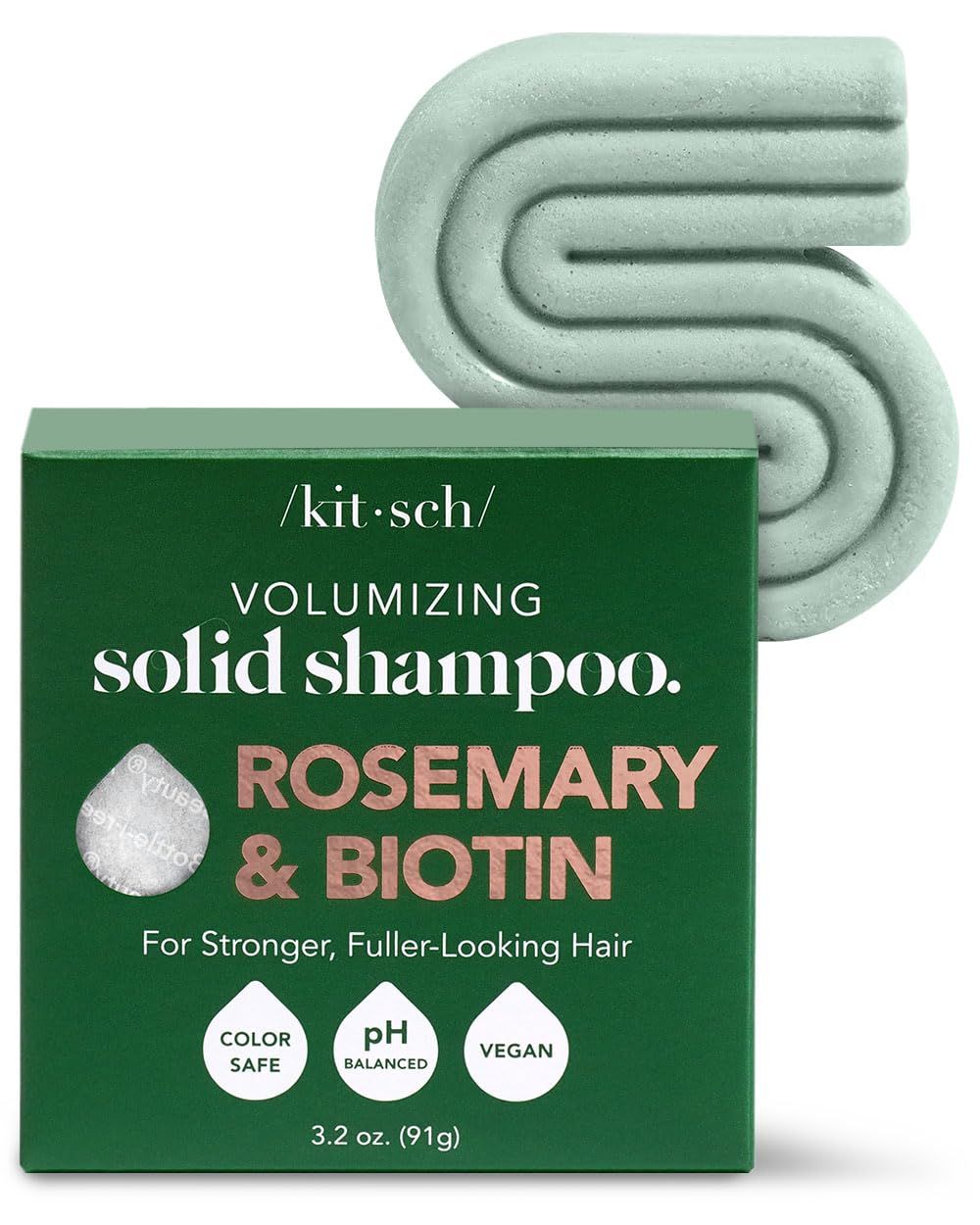 Kitsch Rosemary &amp; Biotin Volumizing Natural Shampoo Bar | Strengthening &amp; Thickening Shampoo for All Hair Types, Made in USA, Vegan, Paraben Sulfate &amp; Cruelty Free Soap