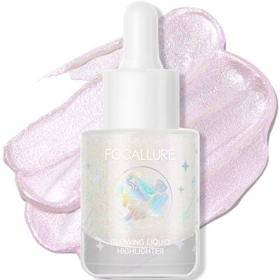 FOCALLURE Starfall Glowing Liquid Highlighter, Shimmering Body Oil, Non-Sticky Shimmer Liquid Luminizer, Non-Greasy, Face &amp; Body Glitter Makeup for Costumes, Cosplay, Rave Festival, MADAMA BUTTERFLY