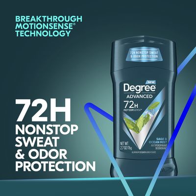 Degree Men Advanced Antiperspirant Deodorant 72-Hour Sweat and Odor Protection Sage and Ocean Mist Deodorant for Men with Motionsense Technology 2.7 oz 4 Count