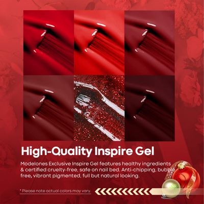 modelones Gel Nail Polish Set - 6 Red Colors Valentine's Day Gel Polish Glitter Red Gel Polish Burgundy Red Sparkle Bloody Red Nail Polish Gel Manicure DIY Salon Nail Art Gifts