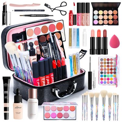 All in One Makeup Kit for Women Full Kit, Christmas Gifts Set for Women Girls, Makeup Essential Bundle Include Makeup Brush Eyeshadow Palette Lipstick Blush Foundation Concealer Mascara Eyebrow Pencil