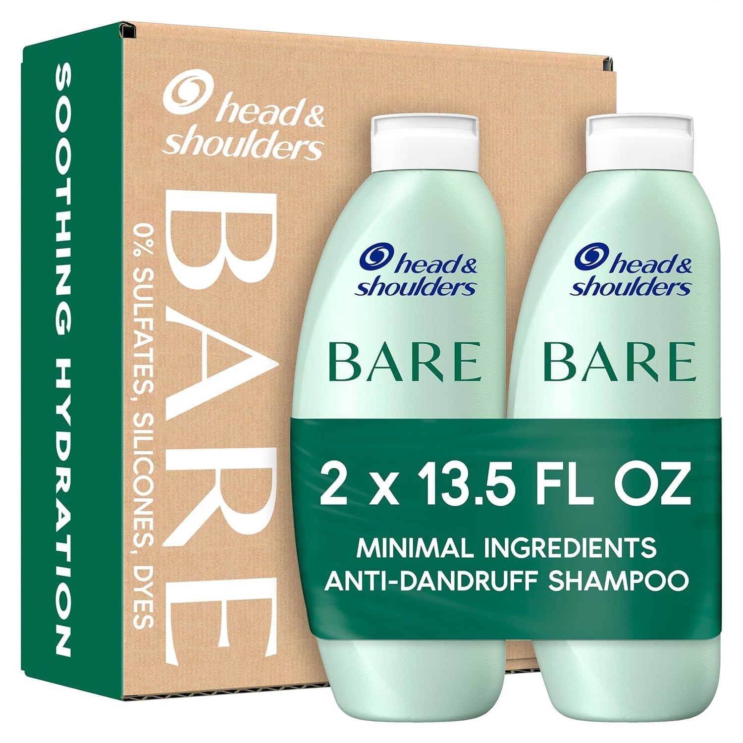 Head &amp; Shoulders BARE Dandruff Shampoo Twin Pack, Sulfate-Free, Silicion-Free, Dye-Free, Eco-Friendly Bottles, Safe for All Hair Types, 13.5 Fl Oz Each (Set of 2)
