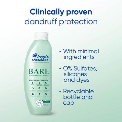 Head & Shoulders BARE Dandruff Shampoo Twin Pack, Sulfate-Free, Silicion-Free, Dye-Free, Eco-Friendly Bottles, Safe for All Hair Types, 13.5 Fl Oz Each (Set of 2)