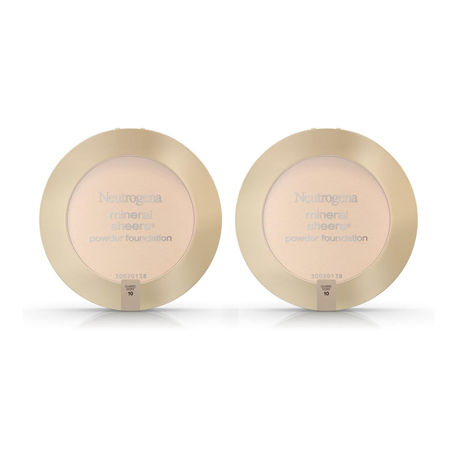 Neutrogena Mineral Sheers Compact Powder Foundation, Lightweight &amp; Oil-Free Mineral Foundation, Fragrance-Free, Classic Ivory 10,.34 oz (Pack of 2)