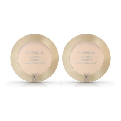 Neutrogena Mineral Sheers Compact Powder Foundation, Lightweight &amp; Oil-Free Mineral Foundation, Fragrance-Free, Classic Ivory 10,.34 oz (Pack of 2)