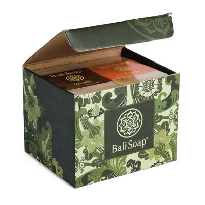 Bali Soap - Green Collection - Natural Soap Bar Gift Set, Face Soap or Body Soap, 6 pc Variety Soap Pack (Coconut, Papaya, Vanilla, Lemongrass, Jasmine, Ylang-Ylang) 3.5 Oz each