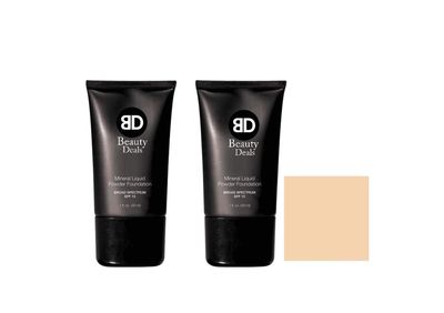 Beauty Deals Mineral Liquid Powder Foundation Broad Spectrum SPF 15 Pack of 2 (Linen)