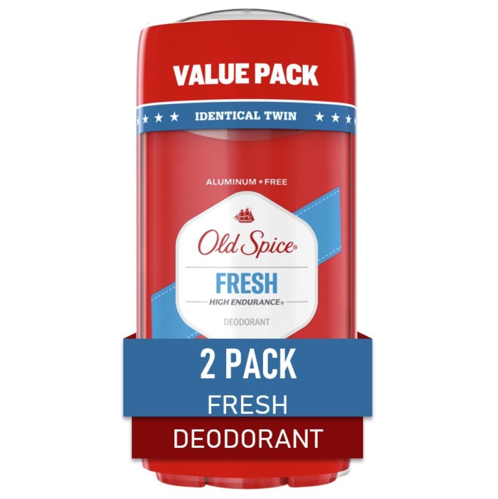 Old Spice Men&#39;s Aluminum Free Deoderant, High Endurance, Fresh Scent, 24-hr Odor Protection, 3.0 oz (Pack of 2)