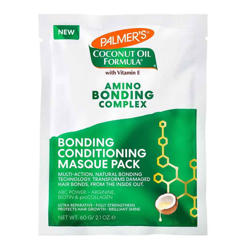 Palmer's Amino Bonding Complex Hair Mask, Intense Conditioning Masque Pack with Coconut Oil &amp; Vitamin E, Heat Protectant, Anti Frizz, Adds Shine, Protects Hair Growth, All Hair Types, 2.1 oz packette