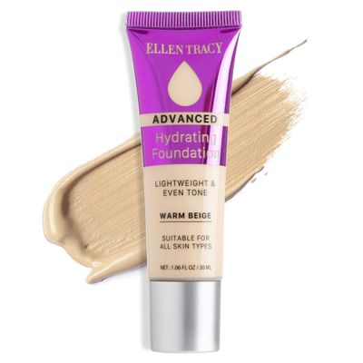 Ellen Tracy Advanced Hydrating Foundation- Lightweight Makeup Suitable for all Skin Types, Long Lasting, Flawless Finish Foundation, 1.06 fl oz (Warm Beige)