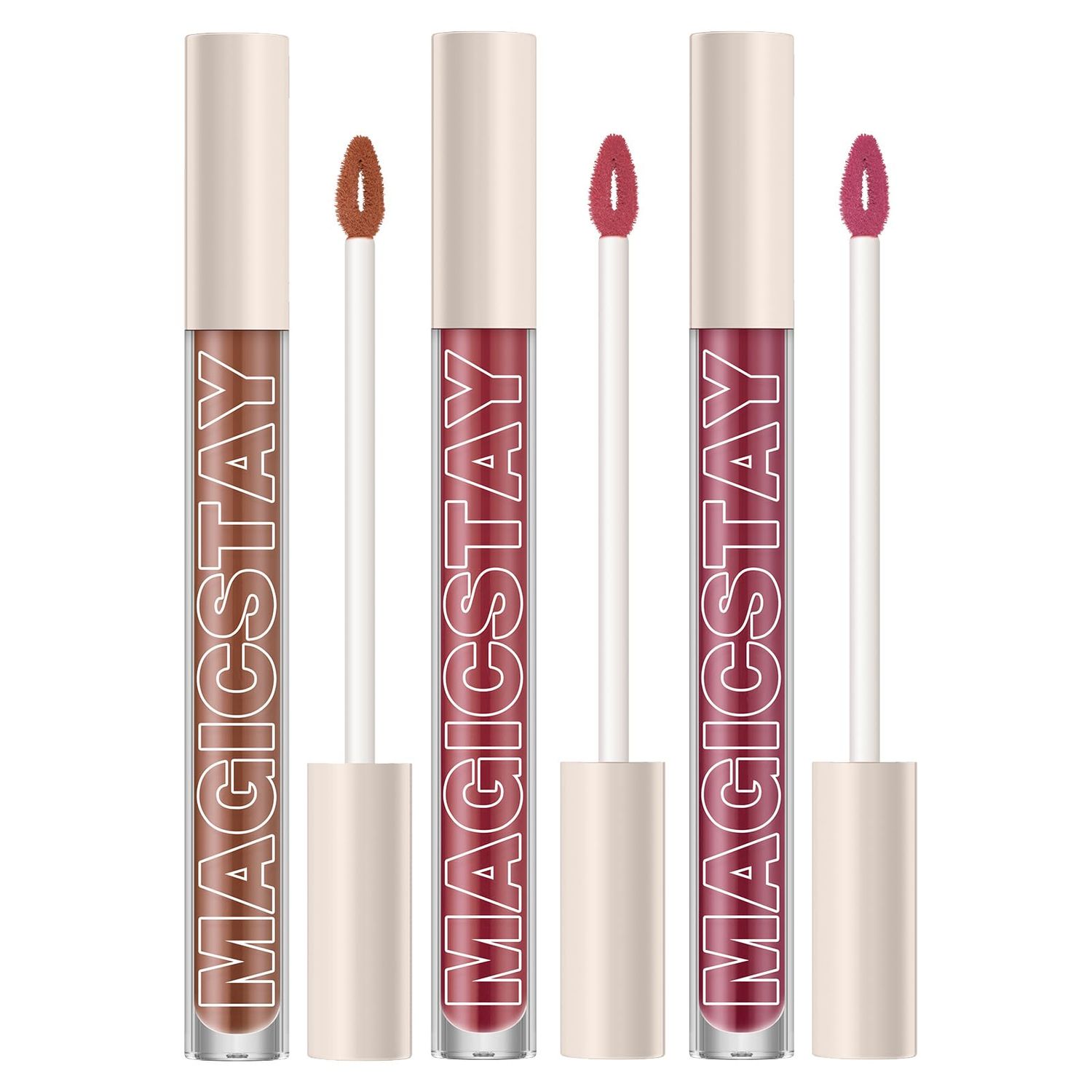 LANGMANNI 3 Colors Matte Liquid Lipstick Kit,Long Lasting &amp; Waterproof Nude Lipgloss,High Pigmented Not Thick or Stick Lip Gloss Set For Women And Girls (C-#7#8#9)