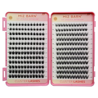 Miz Barn 288PCS Cluster Diy Lash Extensions 3D Manga Lashes Ultra-Large Capacity Wispy Thin Band Individual Cluster Lashes Kit for Self Application (2Styles Mixed)