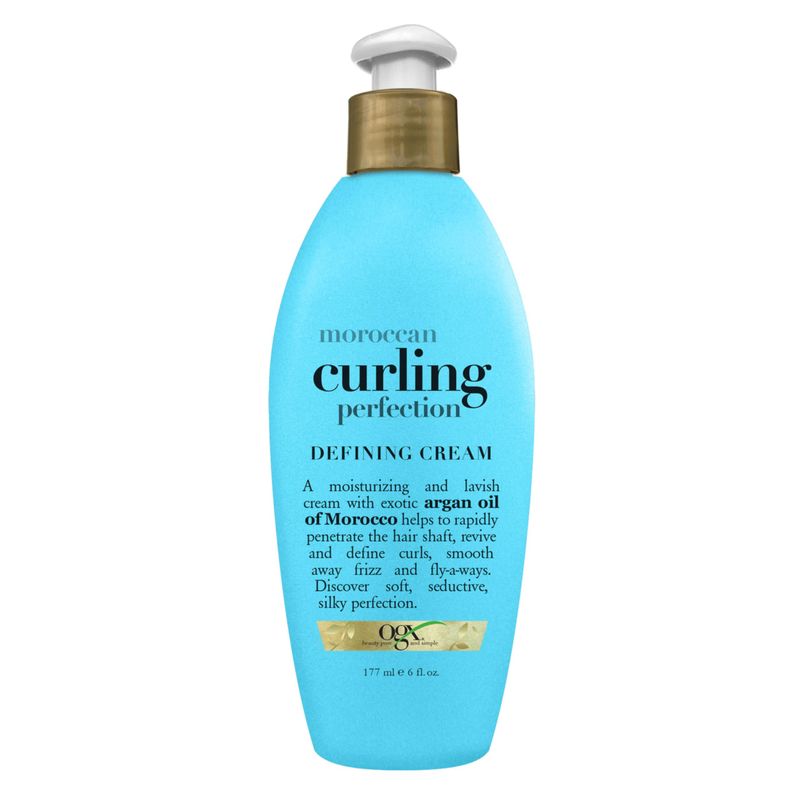 OGX Argan Oil of Morocco Curling Perfection Curl-Defining Cream, Hair-Smoothing Anti-Frizz Cream to Define All Curl Types &amp; Hair Textures, Paraben-Free, Sulfated-Surfactants Free, 6 oz