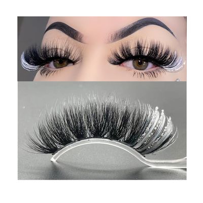 Miss Kiss 1 Pair Lashes with White Color Silver Glitter, Manga Sparkly Highlight Lash, Fairy Soft False Eyelash, Fluffy Faux Mink Eyelashes, 18 MM Cosplay Party Tiktok Live