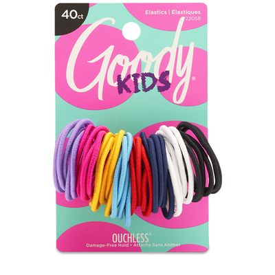 Goody Kids Ouchless Elastic Hair Ties - 40 Ct, Assorted Colors, 2MM Rubber Bands for Hair, Pain-Free Hair Accessories for Girls &amp; Boys, Made for Long-Lasting Braids, Ponytails &amp; More, For Fine Hair
