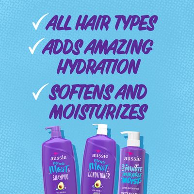 Aussie Miracle Moist Shampoo and Conditioner with 3 Minute Miracle Deep Conditioner, Avocado &amp; Jojoba Oil, Paraben-Free, Moisturizes &amp; Detangles, All Hair Types, Citrus Floral Scent, 3 Pack 68.4 Fl Oz
