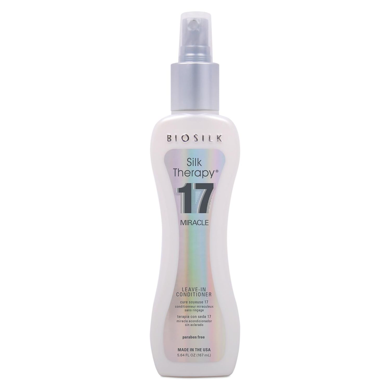 BioSilk Silk Therapy Miracle 17 Leave-In Conditioner, Reconstructs &amp; Repairs Dry &amp; Damaged Hair, Sulfate, Paraben, &amp; Cruelty-Free, 5.64 Oz