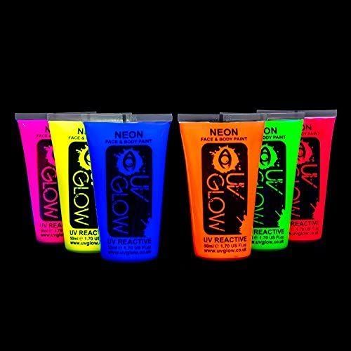 UV Glow Blacklight Face and Body Paint - Neon Fluorescent (1.75oz (Pack of 6))