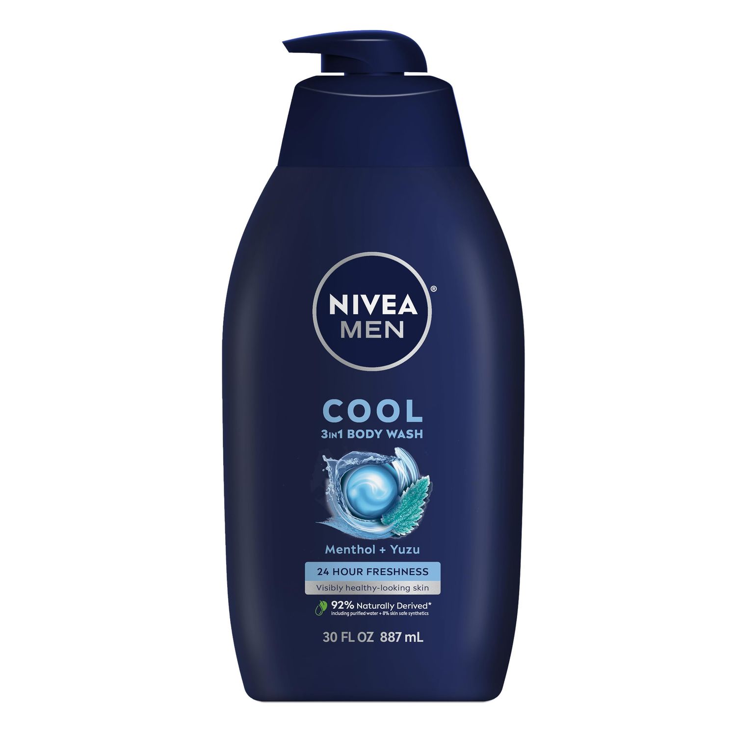 Nivea Men Cool Body Wash with Icy Menthol, Men Body Wash, 30 Fl Oz Pump Bottle