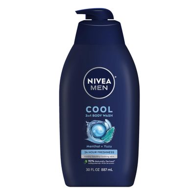 Nivea Men Cool Body Wash with Icy Menthol, Men Body Wash, 30 Fl Oz Pump Bottle