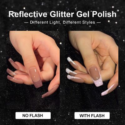 GAOY Reflective Glitter Gel Nail Polish Set, 6 Colors Including Pink Red Silver Holographic Gel Polish Kit UV LED Soak Off Nail Polish Home DIY Manicure Nail Salon Varnish