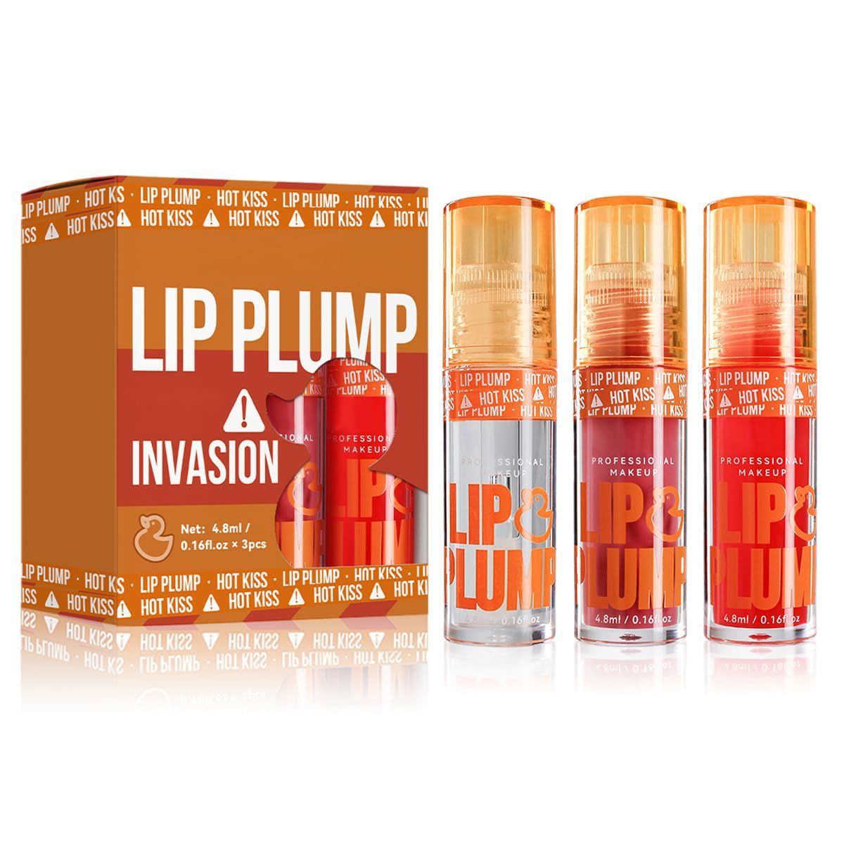 Tiejdhr Plumping Lip Gloss, High Pigment No Sticky Sexy Lip Gloss, Hydrating Lip Oil Lip Glaze, Lip Balm For Women, Shining Korean Clear Plumping Lip Gloss, Make Lips Fuller Vegan Lip Makeup (Set A)
