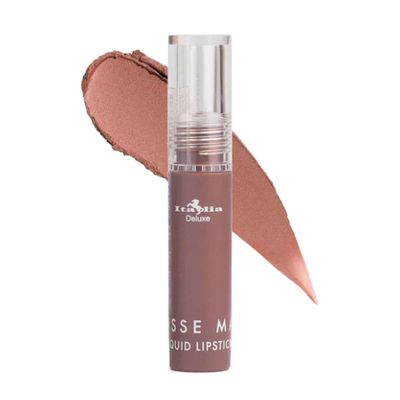 Italia Deluxe Pick 1 Mousse Matte Liquid Lipstick Comfortable Velvet Finish &amp; Zipper Bag (190-12  TEDDY, Full Size)