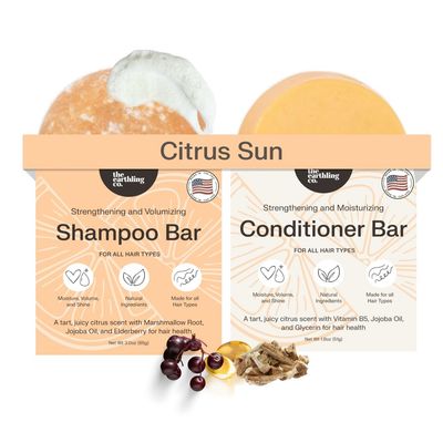 The Earthling Co. Shampoo &amp; Conditioner Bar Set - Promote Hair Growth, Strengthen &amp; Volumize All Hair Types - Paraben &amp; Sulfate Free Formula with Natural Ingredients for Dry Hair (Citrus Sun)