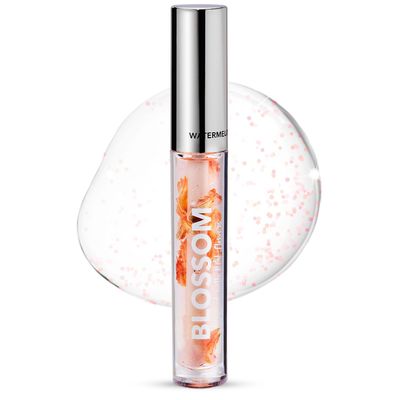 Blossom Lip Gloss &amp; Lip Oil with Olive Oil  Grape Seed Oil, Moisturizing and Hydrating Shimmer Sparkle, Infused with Real Flowers, 3g, Watermelon