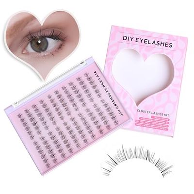 Cluster Eyelash Extension Invisible Transparent Stem C Curl Lash Clusters Kit Glue Required 120 Clusters 8MM and 10MM Lash Clusters Scene for Travel Dinner Marry Work Gifts for Ladies