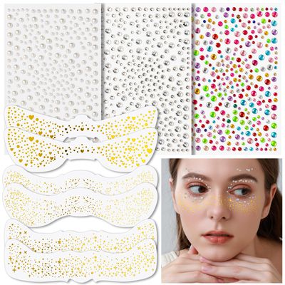Gootaimi 9Pcs Glitter Freckles, Glitter Freckles Face Tattoo Face Gems, Glitter Freckles, Sparkle Freckles Gold Face Glitter Makeup Speckles,Sparkles Patches Face Jewels Rhinestons for Women