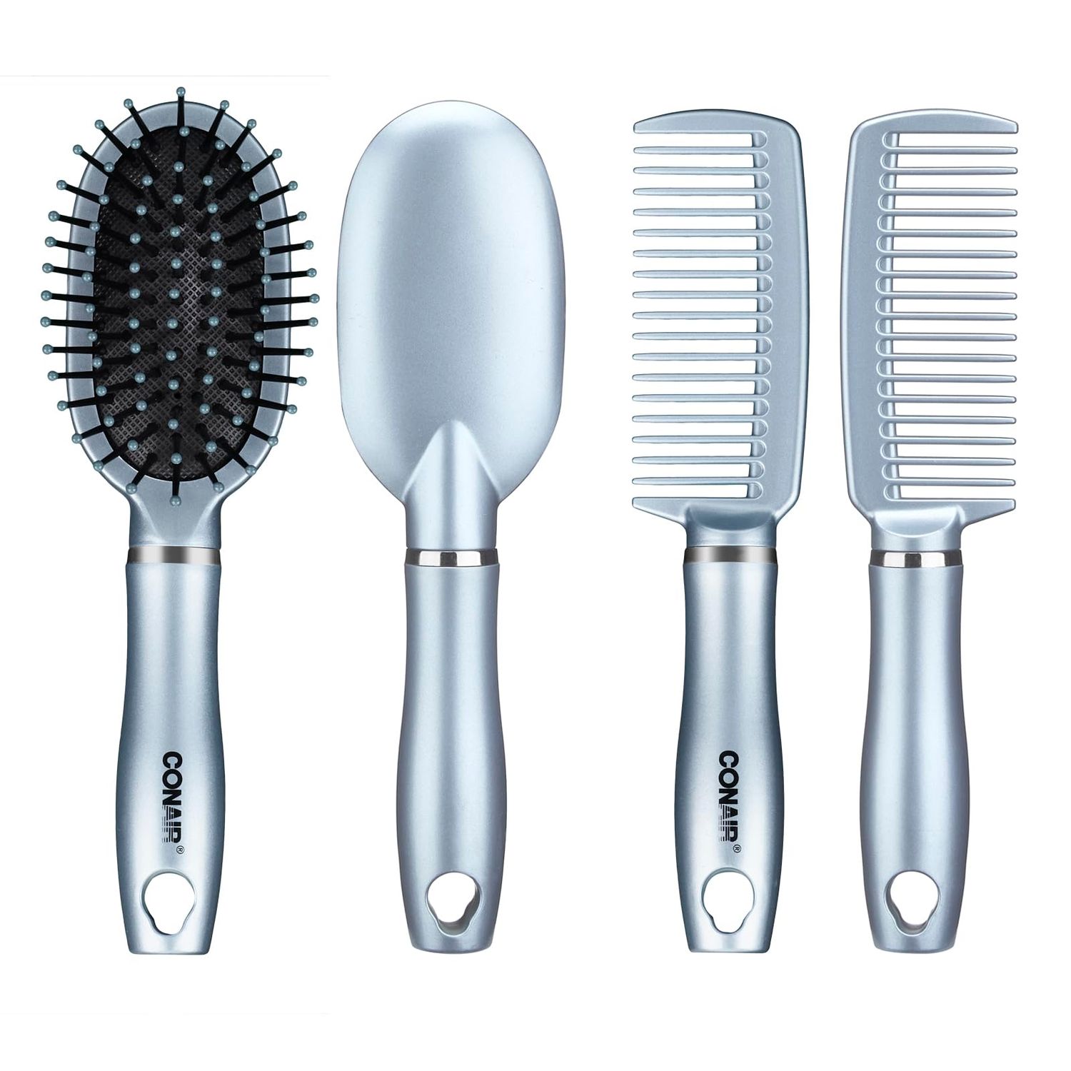 Conair Detangle &amp; Style hair brush set - wide tooth comb and travel hair brush - Detangling Brush and Comb Set - Color at random - 2 Count