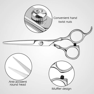 Hair Cutting Scissors Professional Home Haircutting BarberSalon Thinning Shears Kit with Comb and Case for MenWomen (Silver)