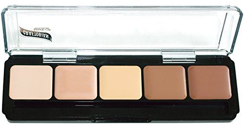 Graftobian HD Glamour Crme Foundation Palette (Highlight &amp; Contour Light) - High Definition 5 Color Makeup Palette, Cream Based Hi-Lite and Contour Palette, Full Coverage - Light Skin Shades