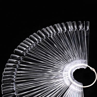 KINJOEK 150 Tips Clear Nail Swatches Sticks, Nail Art Supplies for Nail Art Polish Display and Home DIY, Transparent Nail Practice Tips Sample Sticks Color Display Board Accessories with Ring