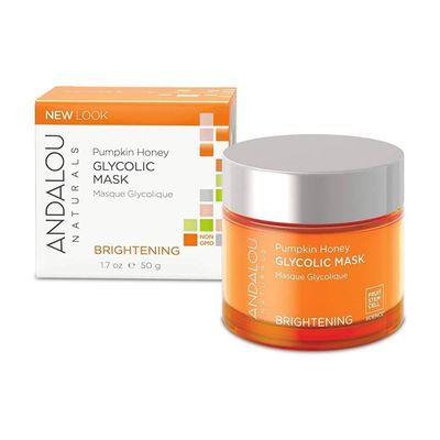 Andalou Naturals Pumpkin Honey Glycolic Mask, Brightening &amp; Exfoliating Face Mask with Glycolic Acid &amp; Vitamin C, Gently Removes Dirt and Brightens Skin, 1.7 fl oz