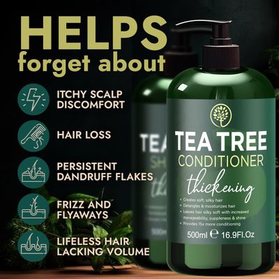 Tea Tree Shampoo and Conditioner Set | Thinning Hair Loss Treatment for Men and Women | Soothes Itchy Scalp, Dandruff