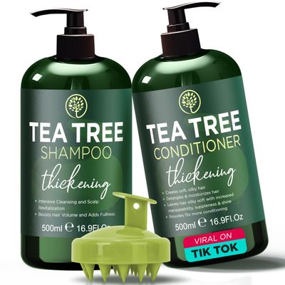 Tea Tree Shampoo and Conditioner Set | Thinning Hair Loss Treatment for Men and Women | Soothes Itchy Scalp, Dandruff