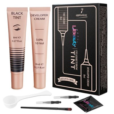 Libeauty Lash Color Kit, Instant Eyebrow Colour Kit Voluminous Natural Black Coloring Lasts for 4 Weeks Lash &amp; Brow Treatment (Black
